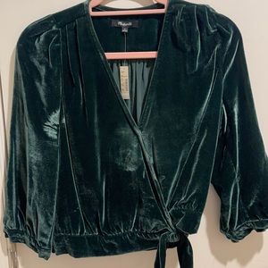 Madewell green velvet shirt